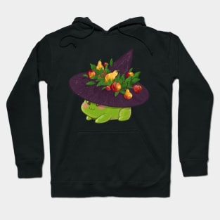 Autumn fruits frog witch with a pointy hat Hoodie